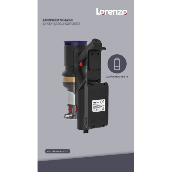 Lorenzo 2200mAh Dikey Şarjlı Süpürge Lorenzo 2200mAh Dikey Şarjlı Süpürge