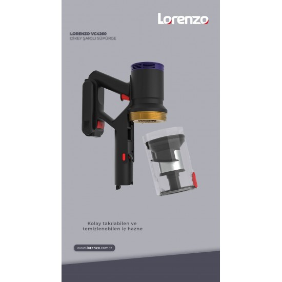 Lorenzo 2200mAh Dikey Şarjlı Süpürge Lorenzo 2200mAh Dikey Şarjlı Süpürge